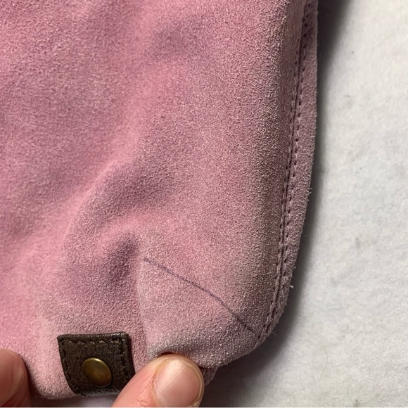 MiMu Suede Messenger Crossbody Bag Sundance Dusty Pink and Brown Purse - Picture 7 of 12